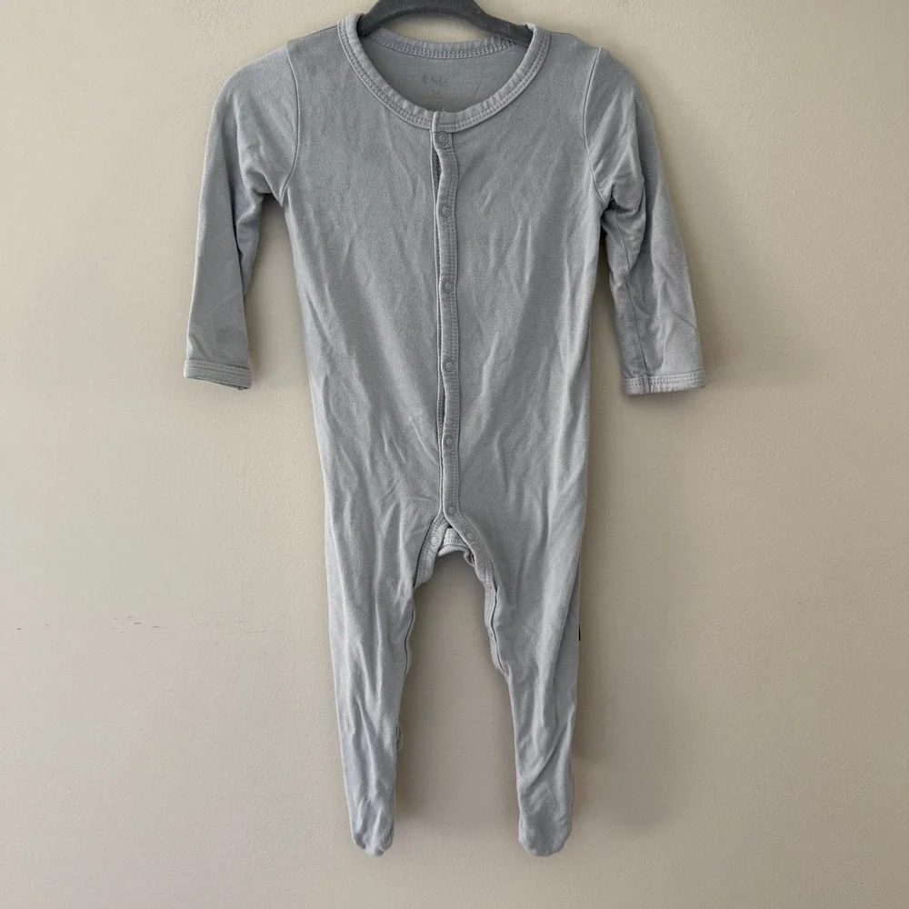Kyte Baby Light Blue Bamboo Snap Footie Romper Pajamas 3-6 Months